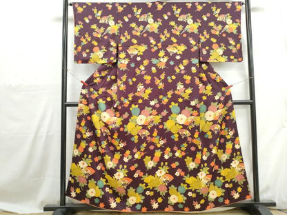 平和屋着物■訪問着　扇面花文　椿　金彩　正絹　逸品　DABH1049qa