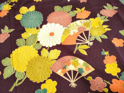 平和屋着物■訪問着　扇面花文　椿　金彩　正絹　逸品　DABH1049qa