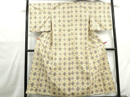 平和屋着物■上質な紬　格子文　やまと誂製　正絹　逸品　DABH1050qa