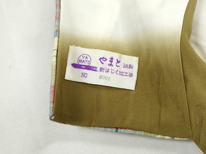 平和屋着物■上質な紬　格子文　やまと誂製　正絹　逸品　DABH1050qa
