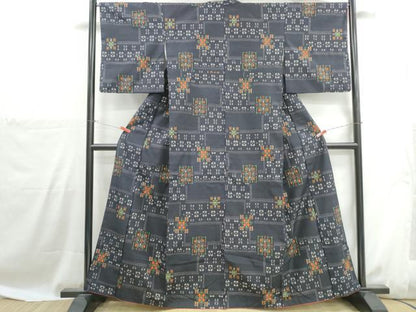 平和屋着物■上質な紬　幾何学文　正絹　逸品　DABH1058qa