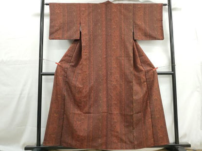 平和屋着物■上質な小紋　紬地　更紗花間道　正絹　逸品　DABH1059qa
