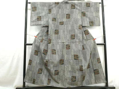 平和屋着物■上質な紬　色紙花間道　正絹　逸品　DABH1061qa