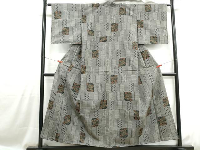 平和屋着物■上質な紬　色紙花間道　正絹　逸品　DABH1061qa