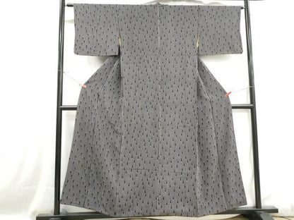 平和屋着物■上質な小紋　間道　黒地　正絹　逸品　DABH1065qa