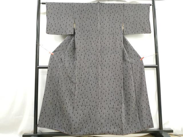 平和屋着物■上質な小紋　間道　黒地　正絹　逸品　DABH1065qa