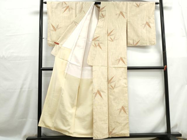平和屋着物■上質な紬　笹葉文　正絹　逸品　DABH1071qa