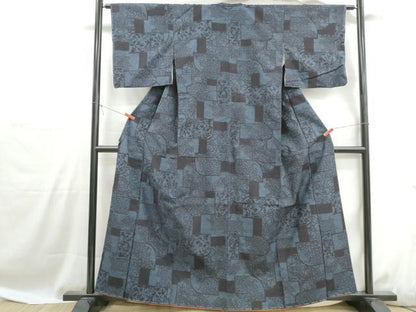 平和屋着物■上質な紬　幾何学花文　正絹　逸品　DABH1072qa