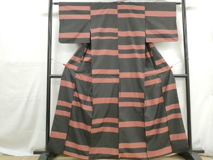 平和屋着物■本場縞大島紬　横段文　正絹　逸品　DABH1074qa