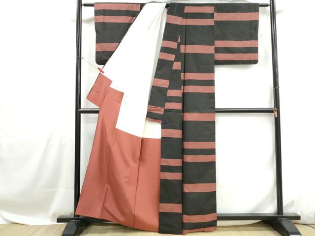 平和屋着物■本場縞大島紬　横段文　正絹　逸品　DABH1074qa