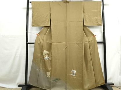平和屋着物■訪問着　色紙風景花文　暈し染め　金銀彩　正絹　逸品　DABH1078qa