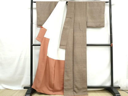 平和屋着物■上質な小紋　花菱文　お召縮緬　正絹　逸品　DABH1081qa