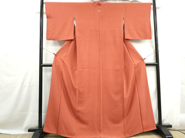 平和屋着物■上質な色無地　赤丹色　正絹　逸品　DABH1092qa