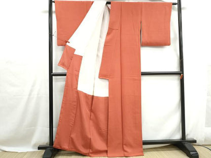 平和屋着物■上質な色無地　赤丹色　正絹　逸品　DABH1092qa