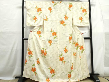 平和屋着物■上質な小紋　草花文　金彩　正絹　逸品　DABH1093qa