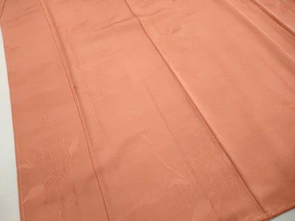 平和屋着物■上質な色無地　枝葉地紋　曙色　正絹　逸品　DABH1094qa