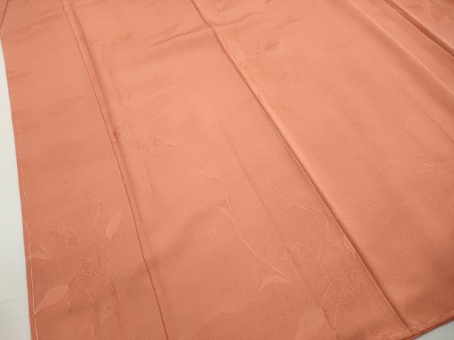 平和屋着物■上質な色無地　枝葉地紋　曙色　正絹　逸品　DABH1094qa