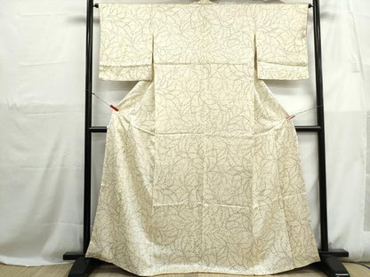 平和屋着物■上質な小紋　枝葉文　正絹　逸品　DABH1106qa