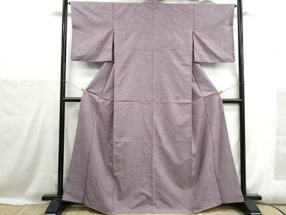 平和屋着物■上質な色無地　墨流し地紋　浅紫色　正絹　逸品　DABH1108qa