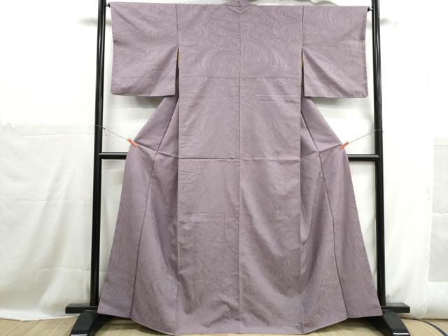 平和屋着物■上質な色無地　墨流し地紋　浅紫色　正絹　逸品　DABH1108qa