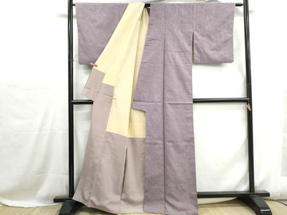 平和屋着物■上質な色無地　墨流し地紋　浅紫色　正絹　逸品　DABH1108qa