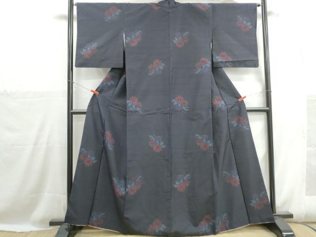 平和屋着物■上質な紬　100亀甲　草花文　正絹　逸品　DABH1109qa