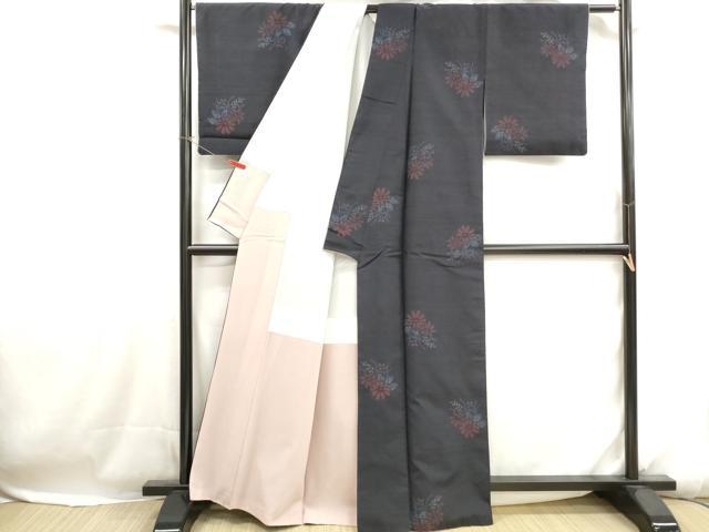 平和屋着物■上質な紬　100亀甲　草花文　正絹　逸品　DABH1109qa