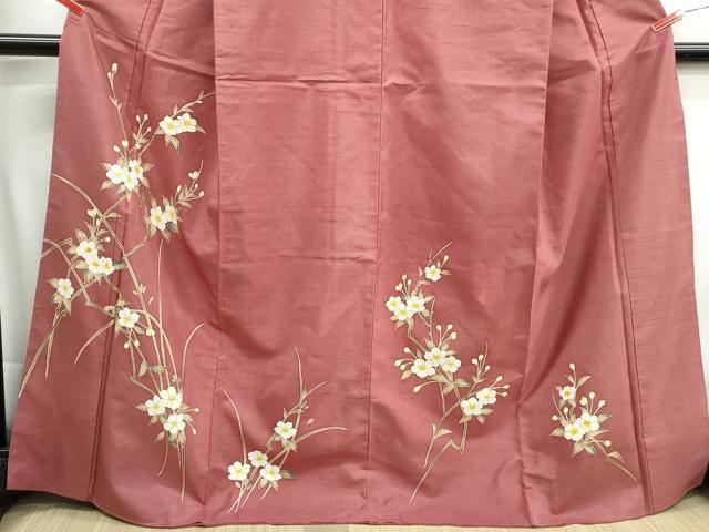 平和屋着物■訪問着　紬地　枝花文　正絹　逸品　DABH1110qa