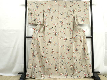 平和屋着物■上質な小紋　椿花文　金彩　正絹　逸品　DABH1112qa