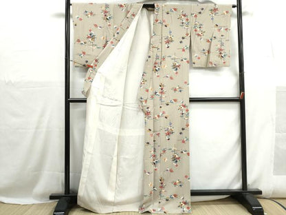 平和屋着物■上質な小紋　椿花文　金彩　正絹　逸品　DABH1112qa