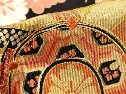 平和屋着物■豪華黒留袖　刺繍　地紙花鼓文　金彩　正絹　逸品　DABH1116qa