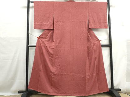 平和屋着物■上質な色無地　風景花地紋　蘇芳色　正絹　逸品　DABH1119qa