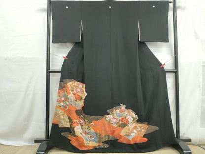 平和屋着物■豪華黒留袖　鴛鴦孔雀花文　金彩　正絹　逸品　DABH1123qa