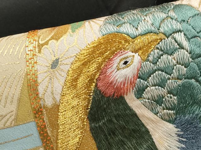 平和屋着物■豪華黒留袖　駒刺繍　檜扇花鳥文　金銀彩　正絹　逸品　DABH1124qa