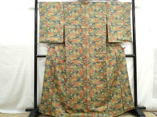 平和屋着物■上質な小紋　唐草花文　正絹　逸品　DABH1133qa