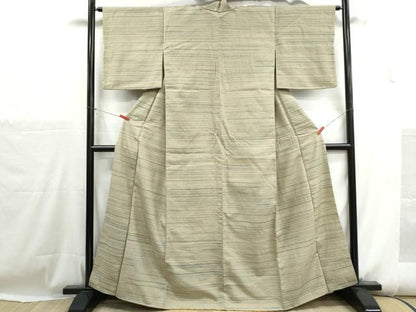 平和屋着物■上質な紬　横段文　正絹　逸品　DABH1143qa