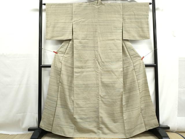 平和屋着物■上質な紬　横段文　正絹　逸品　DABH1143qa