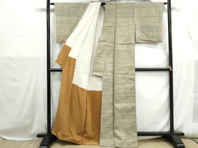 平和屋着物■上質な紬　横段文　正絹　逸品　DABH1143qa