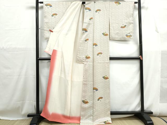 平和屋着物■上質な小紋　扇面花文　正絹　逸品　DABH1145qa