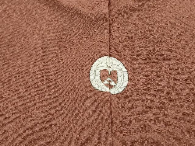 平和屋着物■上質な色無地　霞地紋　赭色　正絹　逸品　DABH1156qa