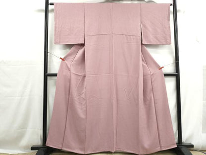 平和屋着物■上質な色無地　霞地紋　石竹色　正絹　逸品　DABH1157qa
