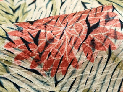 平和屋着物■上質な小紋　総絞り　菊尽くし文　杢目文　正絹　逸品　DABH1165qa