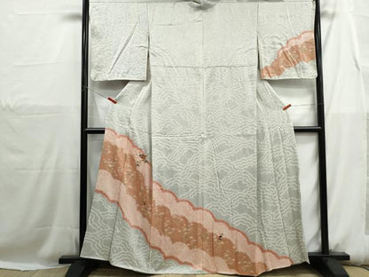 平和屋着物■訪問着　駒刺繍　絞り　道長花文　金彩　正絹　逸品　DABH1167qa
