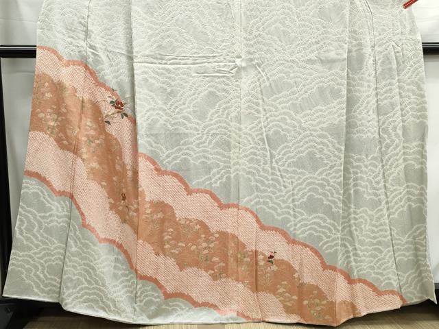 平和屋着物■訪問着　駒刺繍　絞り　道長花文　金彩　正絹　逸品　DABH1167qa