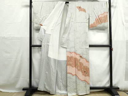 平和屋着物■訪問着　駒刺繍　絞り　道長花文　金彩　正絹　逸品　DABH1167qa
