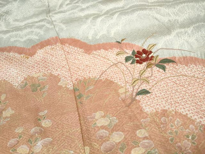 平和屋着物■訪問着　駒刺繍　絞り　道長花文　金彩　正絹　逸品　DABH1167qa