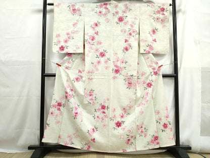 平和屋着物■上質な小紋　手描き　舞花文　正絹　逸品　DABH1173qa