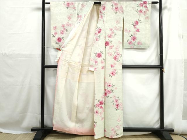 平和屋着物■上質な小紋　手描き　舞花文　正絹　逸品　DABH1173qa