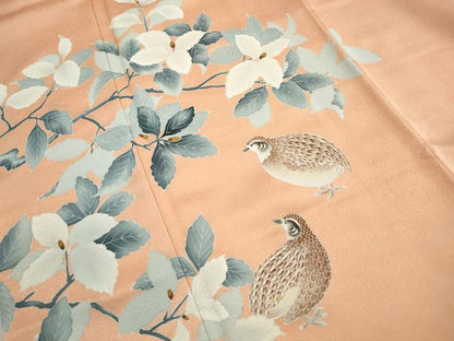平和屋着物■訪問着　刺繍　花鳥文　正絹　逸品　DABH1175qa