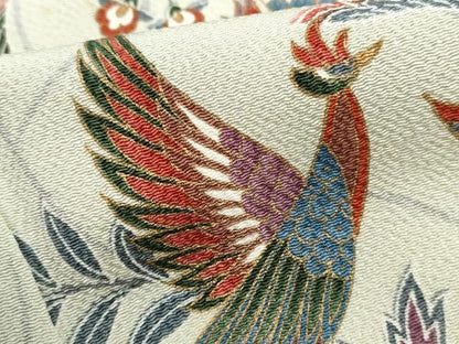 平和屋着物■上質な小紋　更紗花鳥文　金彩　鬼しぼ縮緬　正絹　逸品　DABH1180qa